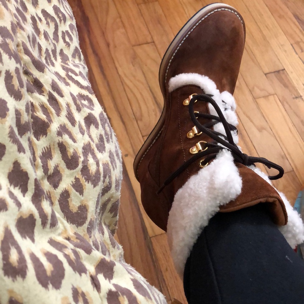 Napoleoni Cognac Brown Suede Wedge Bootie